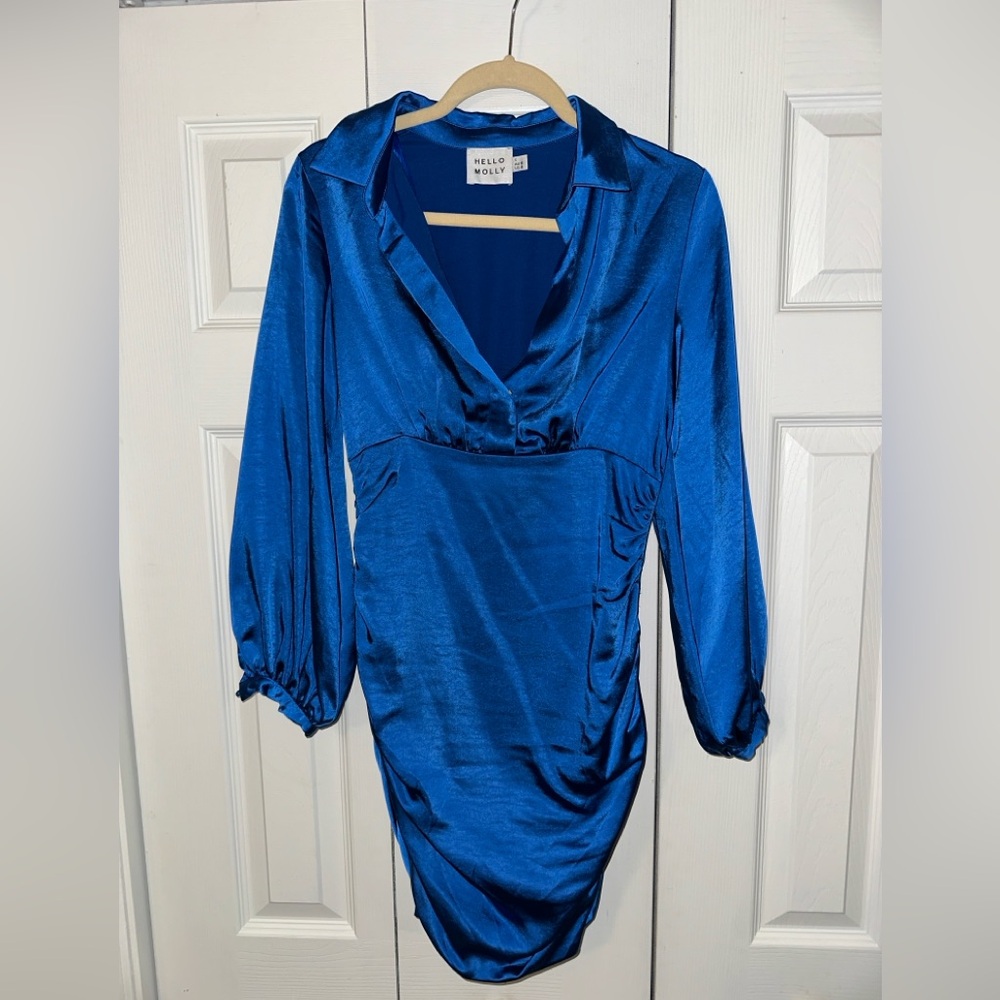 Hello Molly - Longsleeve Blue Satin Dress